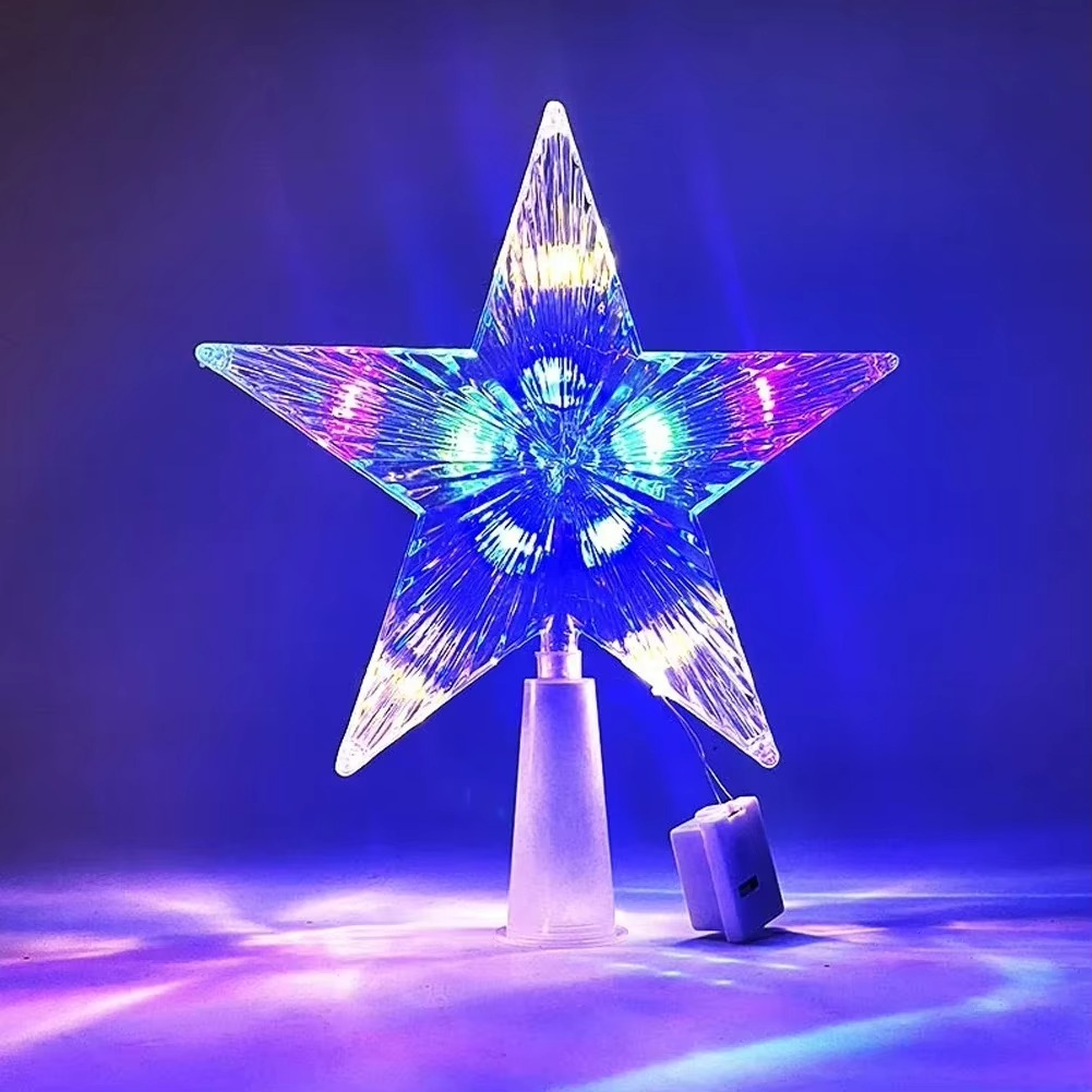 Sparkling LED Christmas Tree Topper Star 6 Inch - Hehif