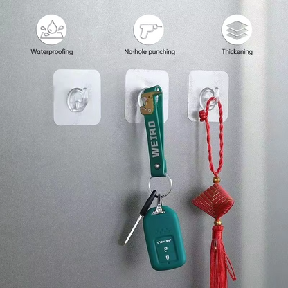 Clear Sticky Wall Hooks for Hanging Keys and Bath