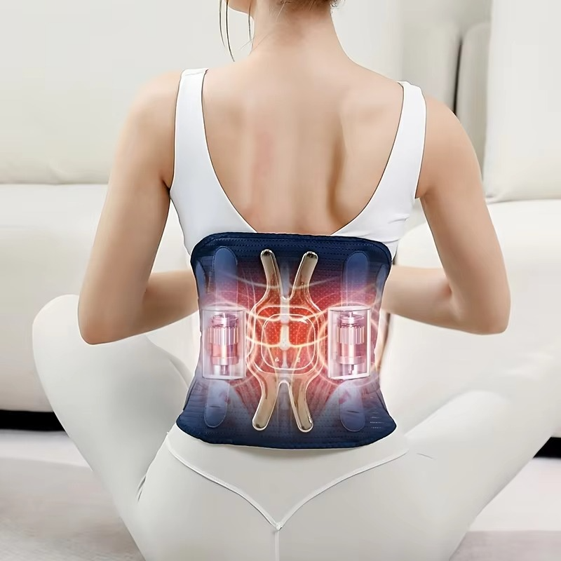 Thermal Back Support Belt with Massage and Adjustable Straps