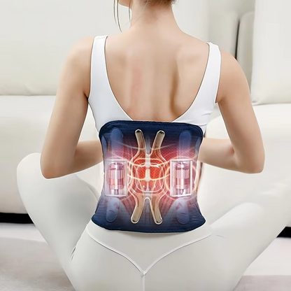 Thermal Back Support Belt with Massage and Adjustable Straps