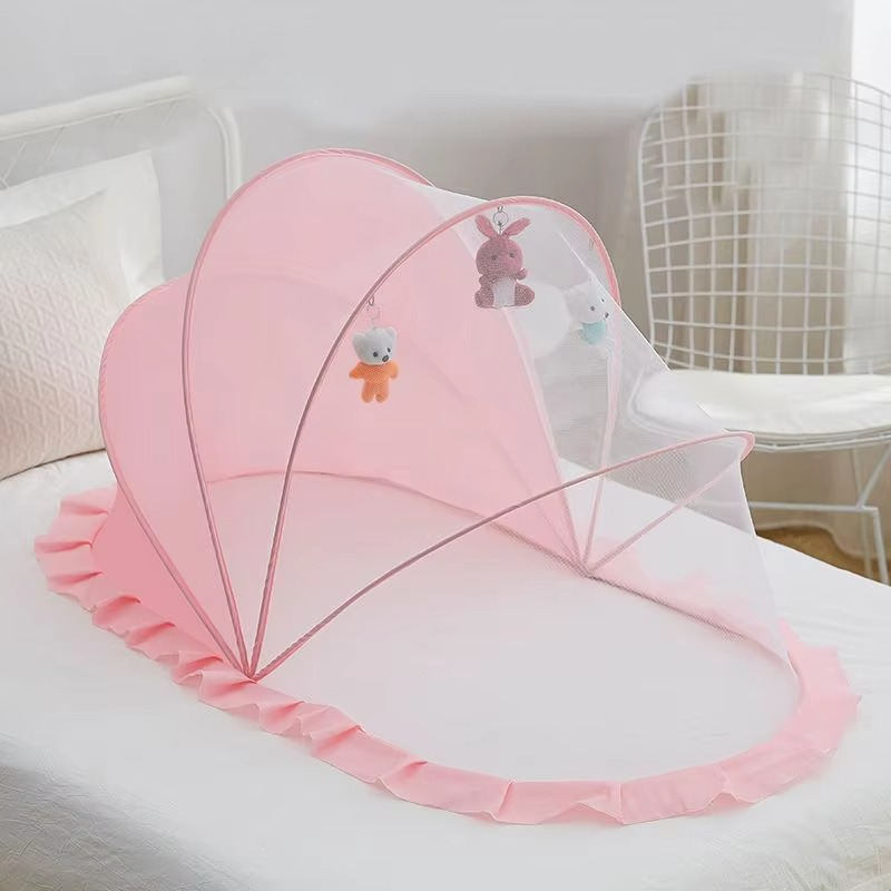 Portable Baby Bed with Canopy and Comfortable Mattress Set