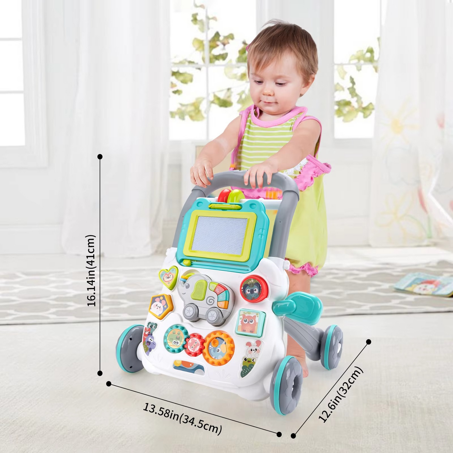Interactive Baby Walker with Music and Play Table for Toddlers