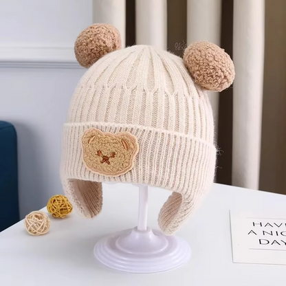 Soft Baby Beanie Hat with Teddy Ears