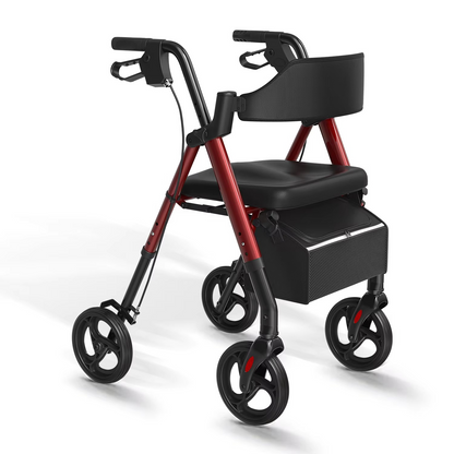 Compact Folding Walker with Seat and Large Wheels