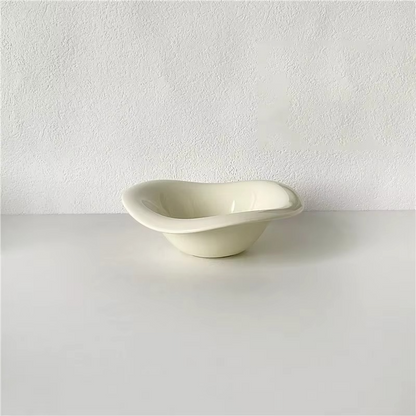 White Porcelain Dessert Bowl, Asian Style Saucer Dish