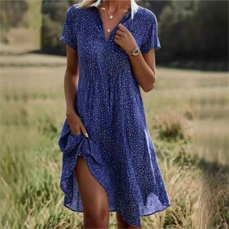 Chic Spot Print Knee Length Dress for Ladies