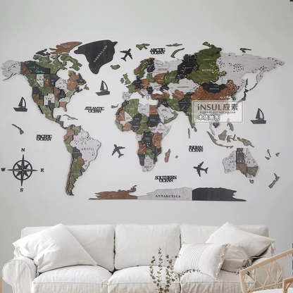 Unique Wooden Globe Wall Decor for Home or Office - Hehif