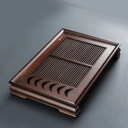 Natural Bamboo Tea Serving Tray with Built-in Drainage
