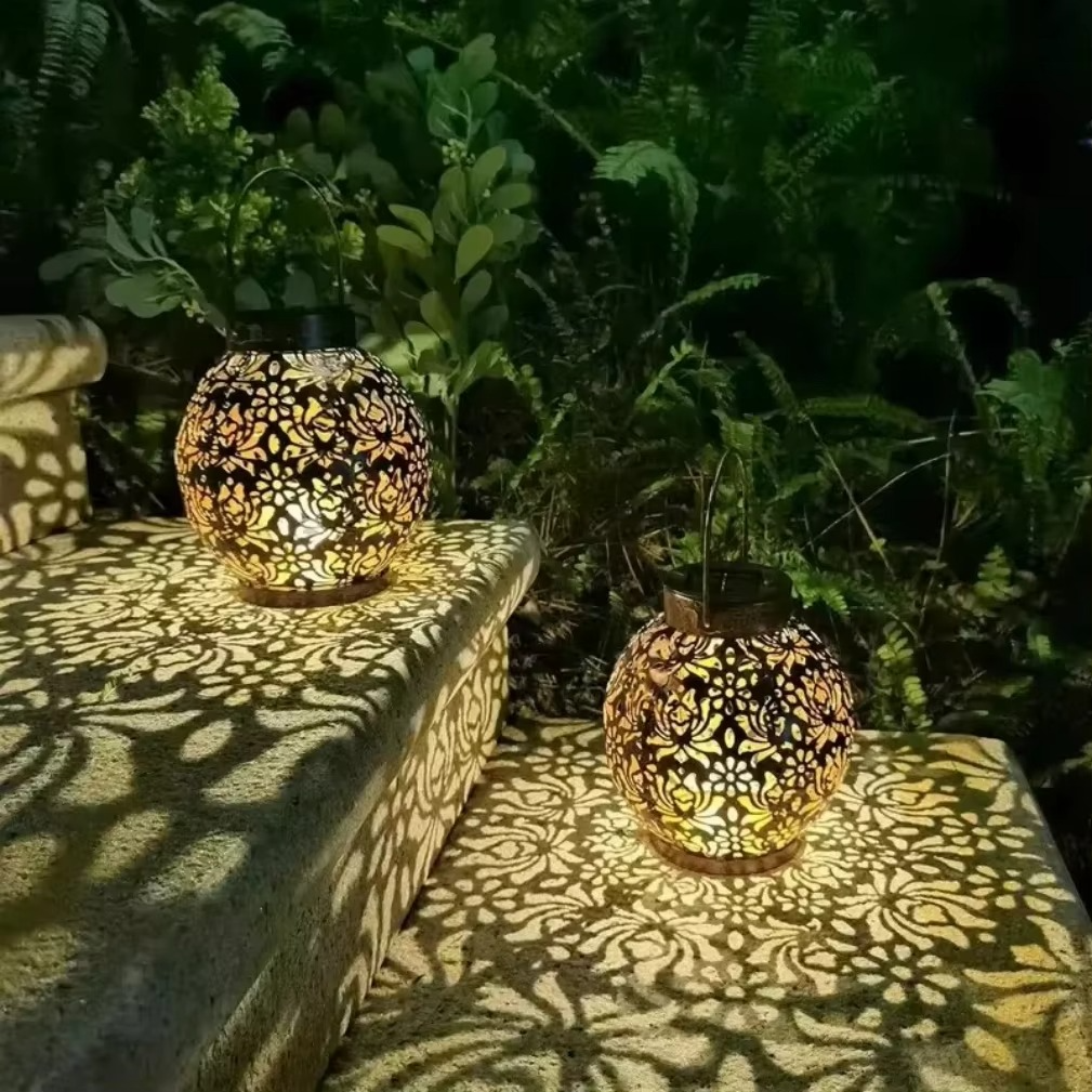 Rustic Solar Powered Garden Lantern for Yard Decor - Hehif