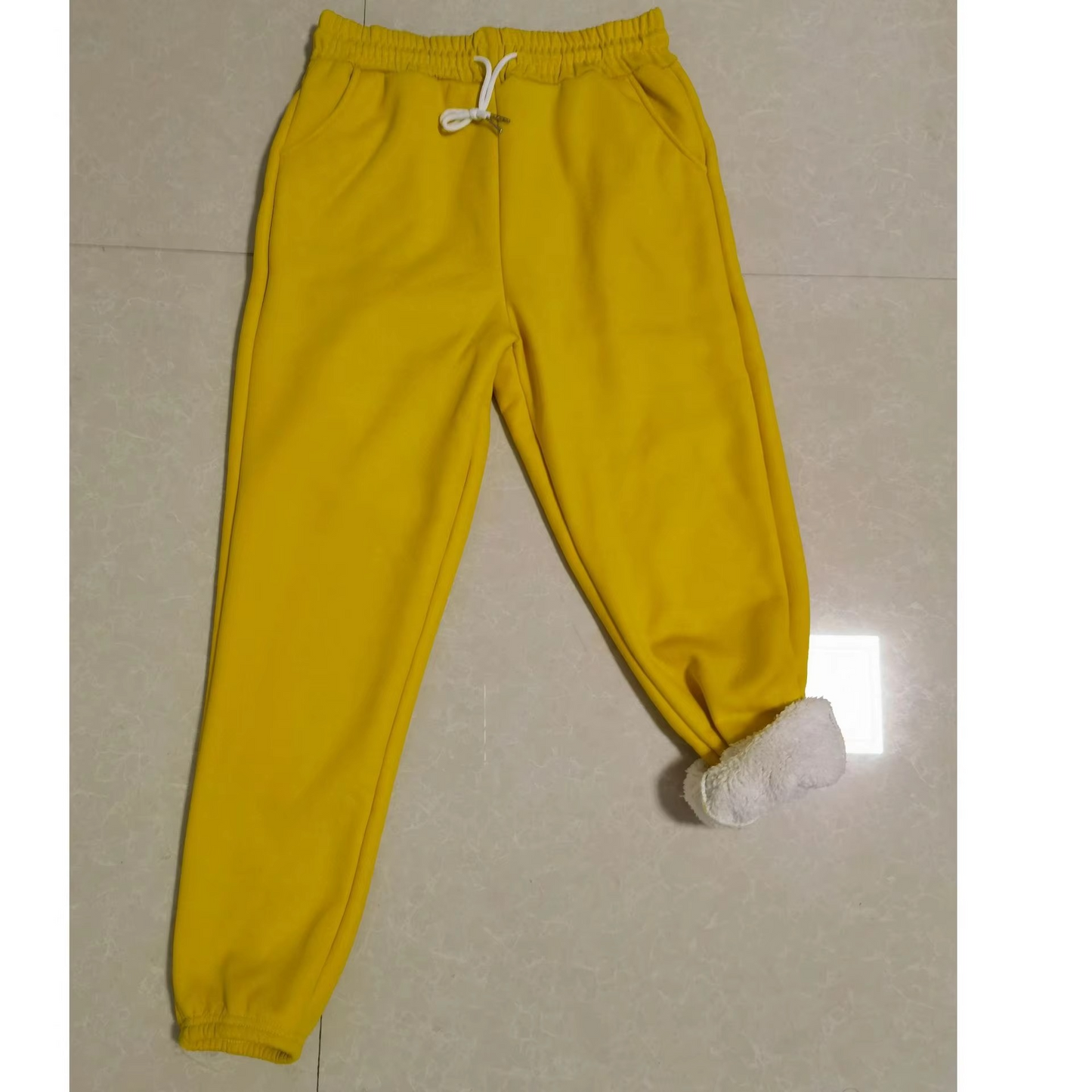 Warm High Waisted Joggers with Elastic Drawstring
