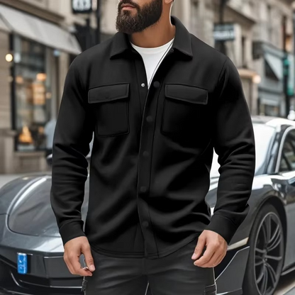 Warm Mens Fleece Coat with Pockets - Hehif