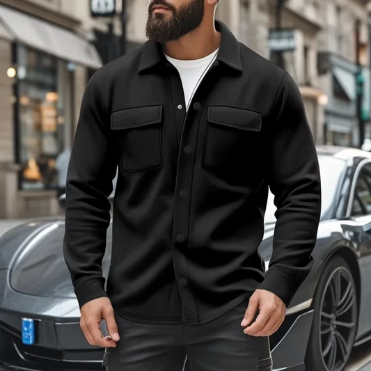 Warm Mens Fleece Coat with Pockets - Hehif