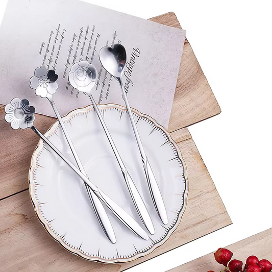 4 Piece Silverware Spoon Set Stainless Steel Flatware - Hehif