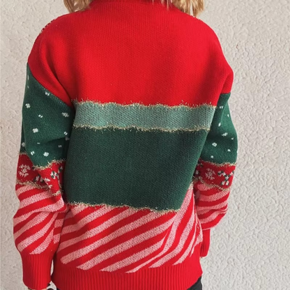 Cozy Festive Crew Neck Oversized Winter Sweater for Women