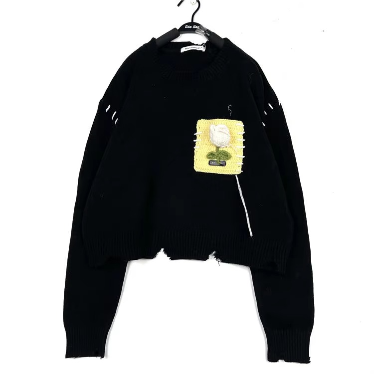 Classic Floral Embroidered Cozy Knit Sweater