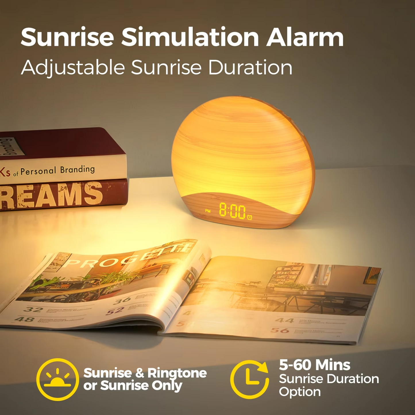 Colorful LED Wake Up Alarm Clock with Sounds