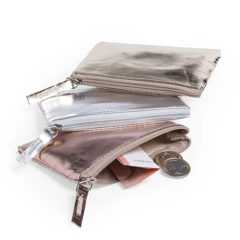Slim Leather Wallet with Keychain and Waterproof Coin Pocket