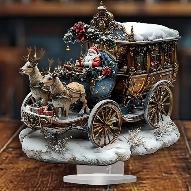 Colorful Holiday Desk Figurine With Rotating Snowman Scene