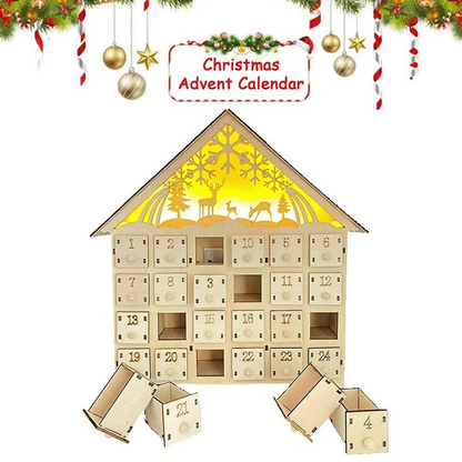 Traditional Holiday Countdown Wooden Advent Calendar