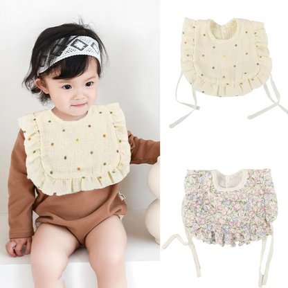 Cute Breathable 4 Layer Gauze Baby Bib with Ruffles