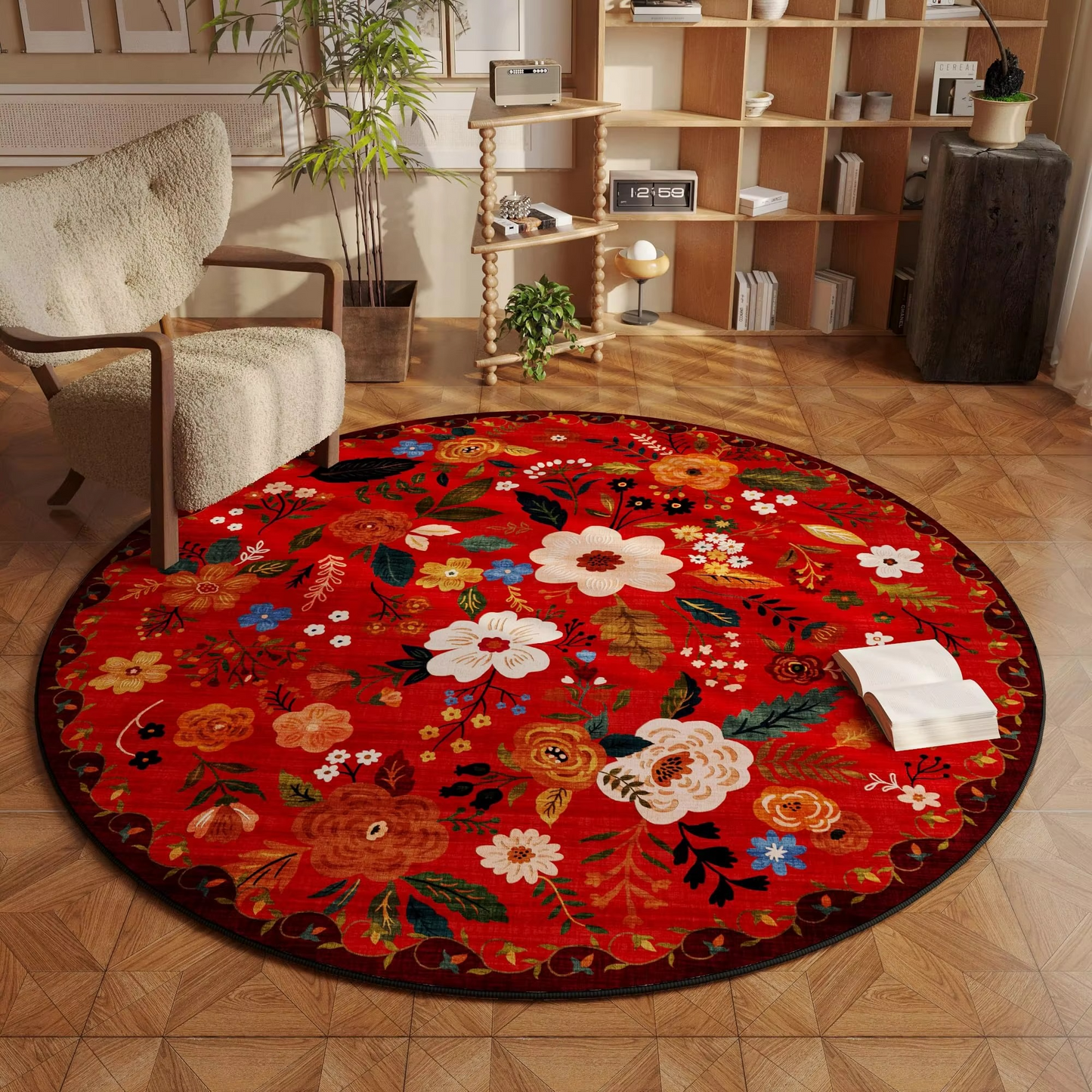 Soft Floral Area Rug with Non Slip Backing
