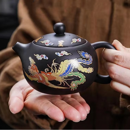 Traditional Chinese Purple Clay Tea Pot with Built-In Strainer