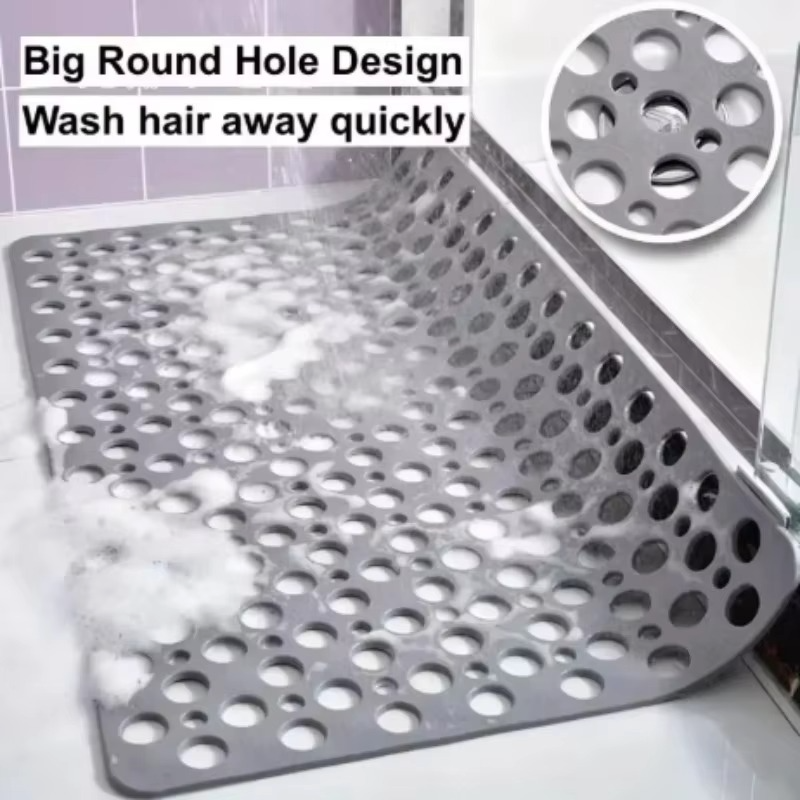 Anti-Slip Bathroom Shower Mat with Suction Cups and Drainage
