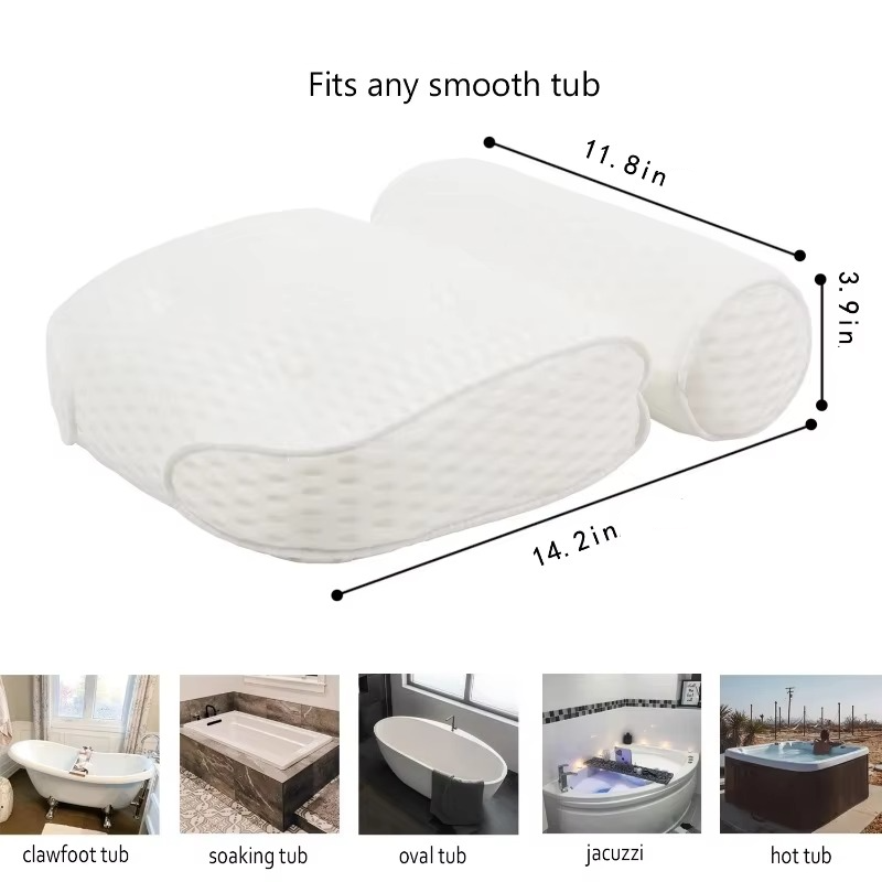 Comfortable Bath Pillow with Breathable Mesh for Head Support