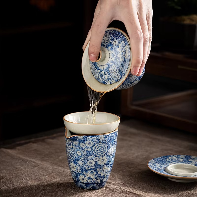 Vintage Chinese Ceramic Tea Infuser Set