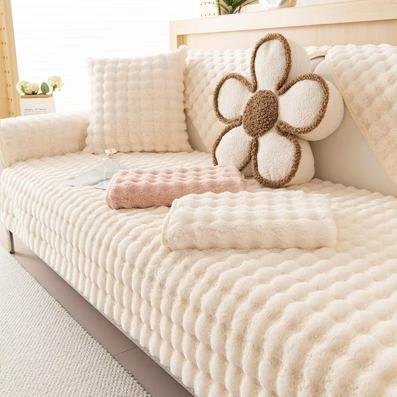 Soft Faux Fur Sofa Cover - Non Slip Couch Protector