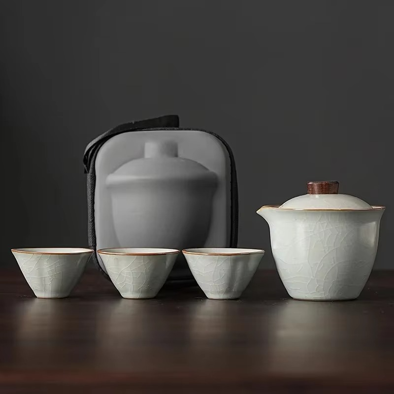 Compact Ceramic Tea Set for Home and Travel