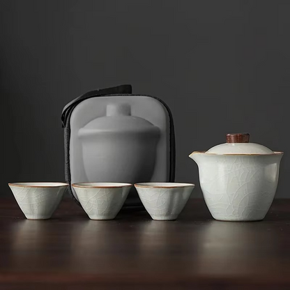Compact Ceramic Tea Set for Home and Travel