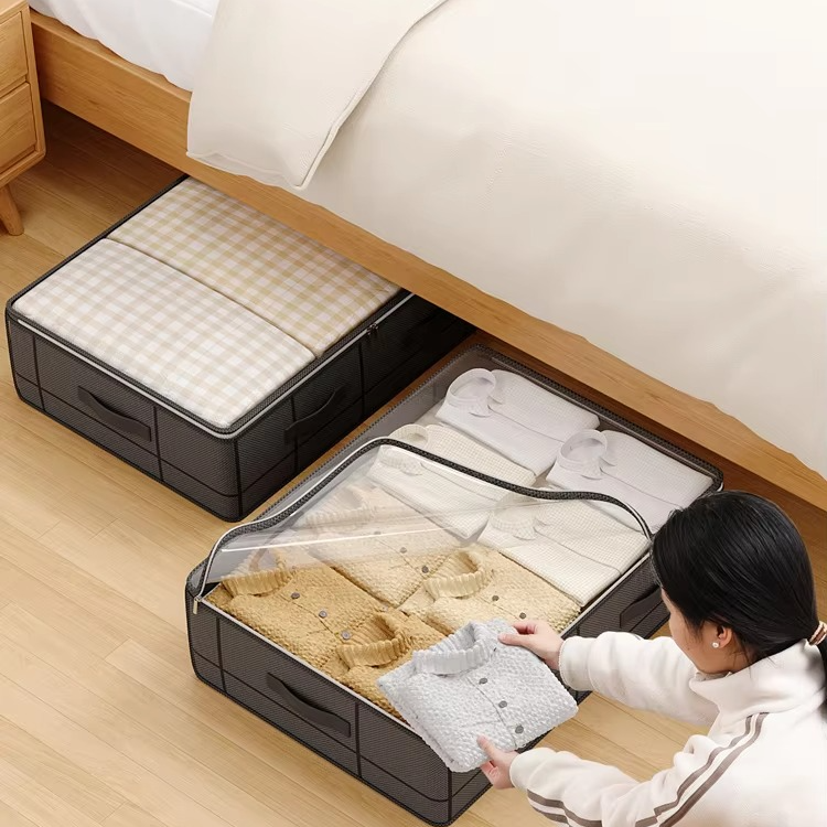 Sturdy Collapsible Underbed Storage Container with See Through Window