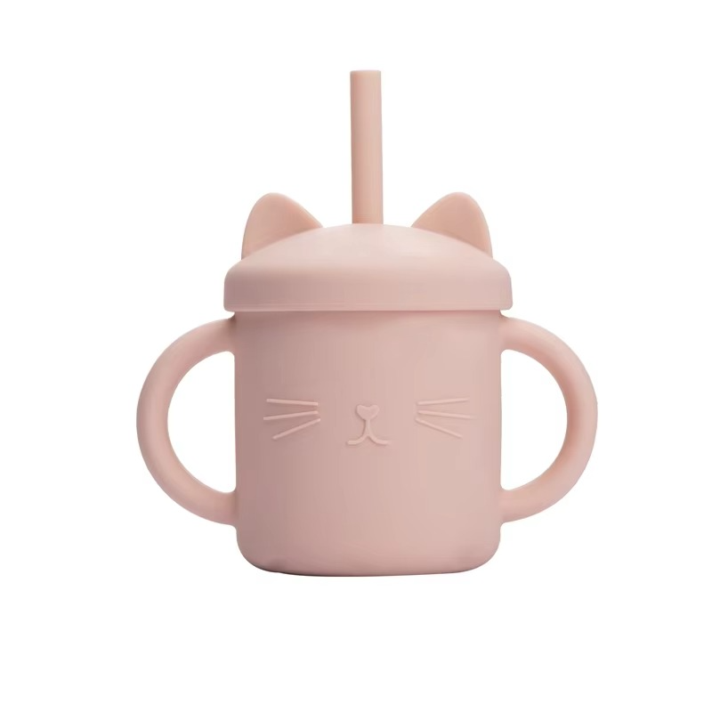 Cute Baby Silicone Sippy Cup with Easy Grip Handles