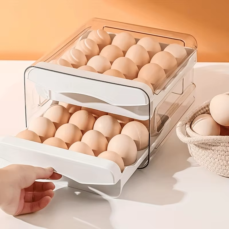 Compact 2 Tier Fridge Egg Holder Container