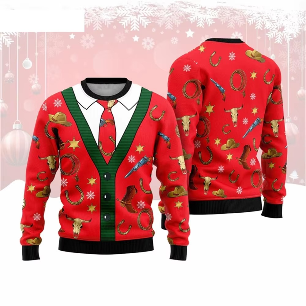 Festive 3D Graphic Christmas Hoodie Sweater