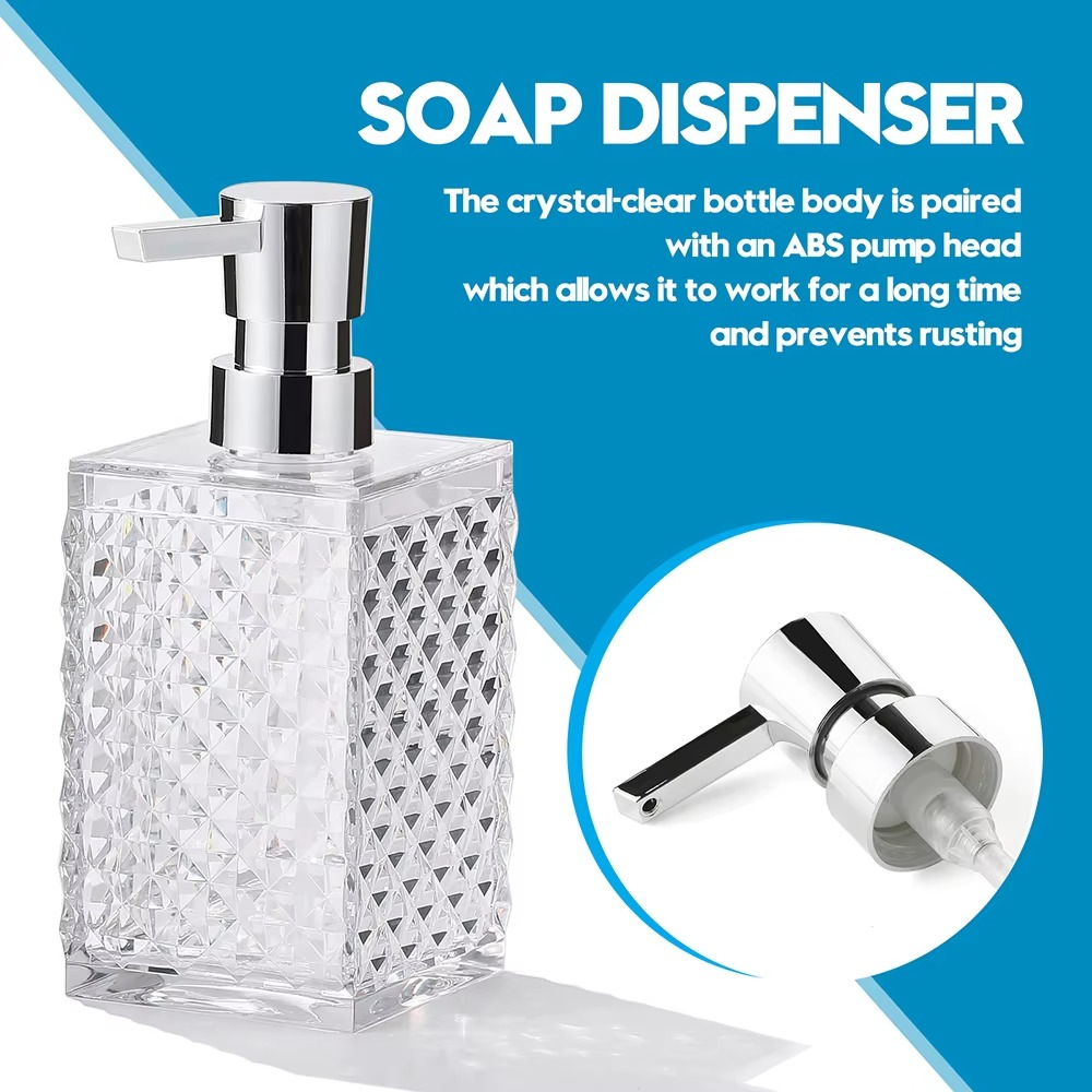 Crystal Clear Bathroom Soap Dispenser 10oz Silver Pump