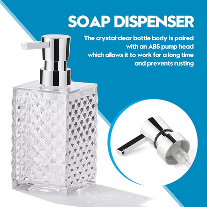 Crystal Clear Bathroom Soap Dispenser 10oz Silver Pump