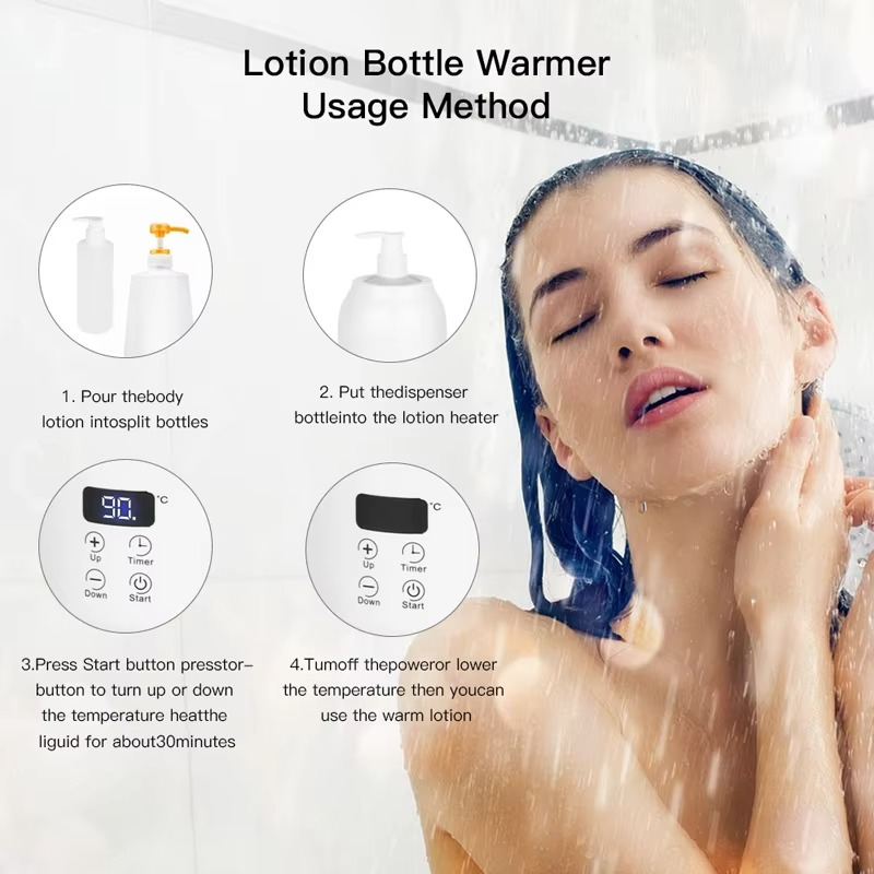Heated Massage Oil and Lotion Dispenser with LED Screen