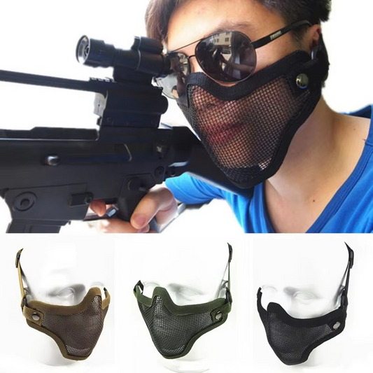 Protective Metal Mesh Paintball Half Face Mask - Hehif