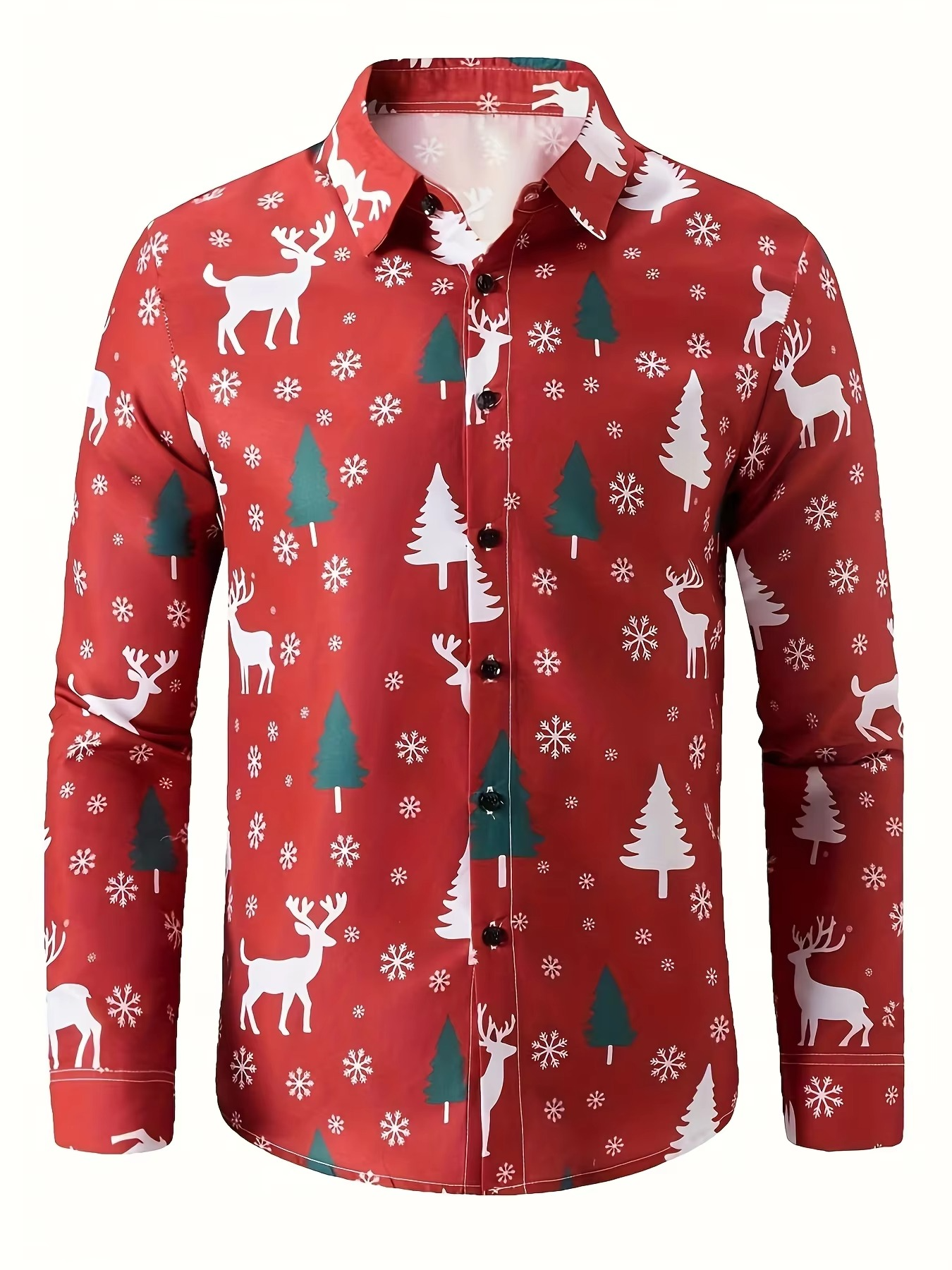 Mens Festive Santa Reindeer Dress Shirt