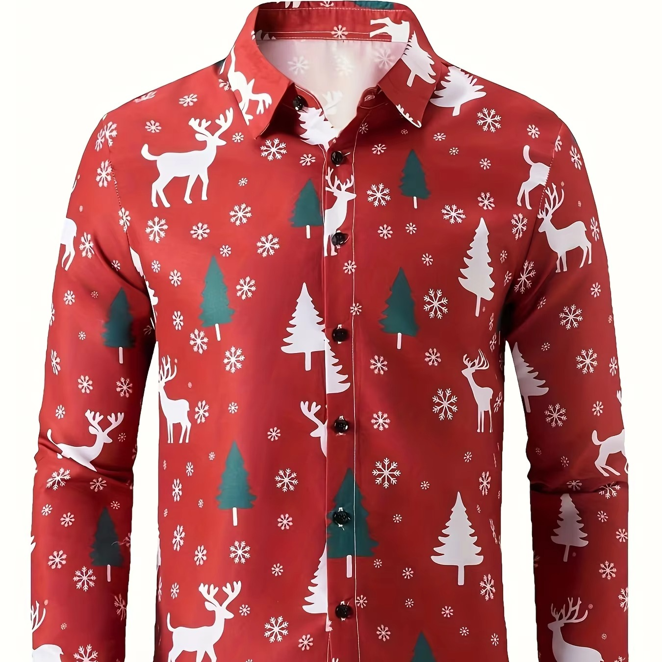 Mens Fun Holiday Dress Shirt with Santa Print