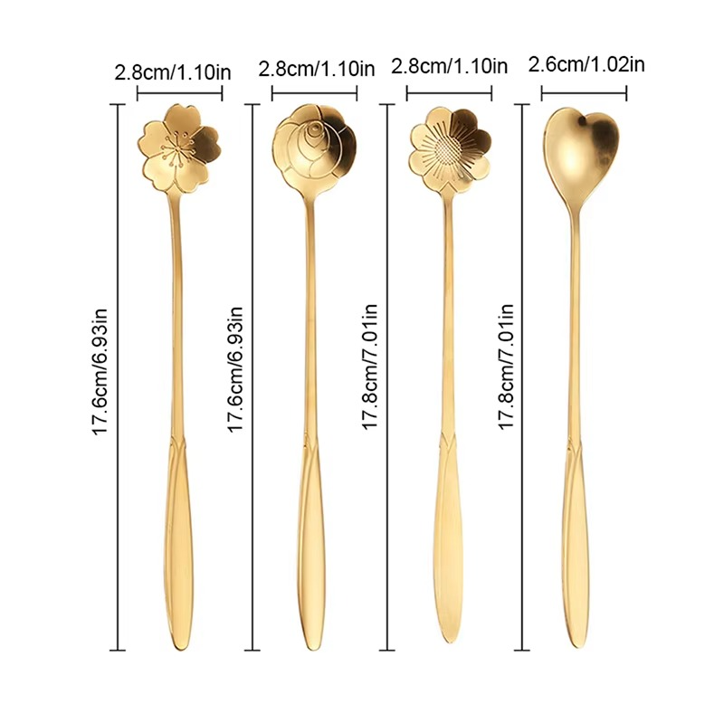 4 Piece Silverware Spoon Set Stainless Steel Flatware