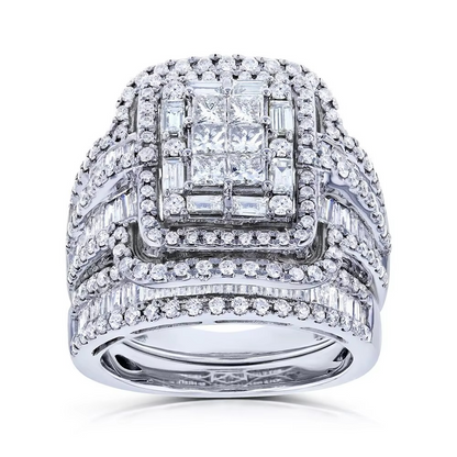Luxurious White Crystal Wedding Ring Set for Women