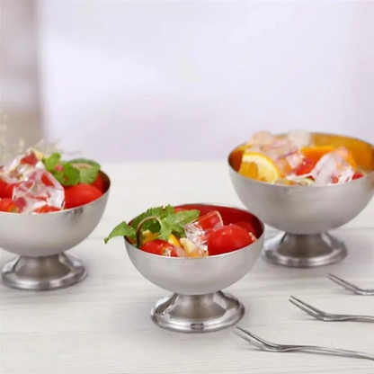 Silver Metal Dessert Bowl 7oz for Ice Cream and Snacks