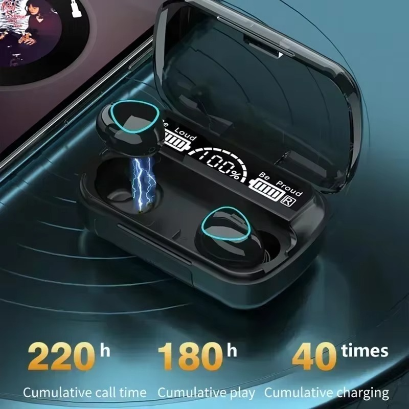 Wireless Bluetooth Earbuds with LED Screen, Stereo Sound