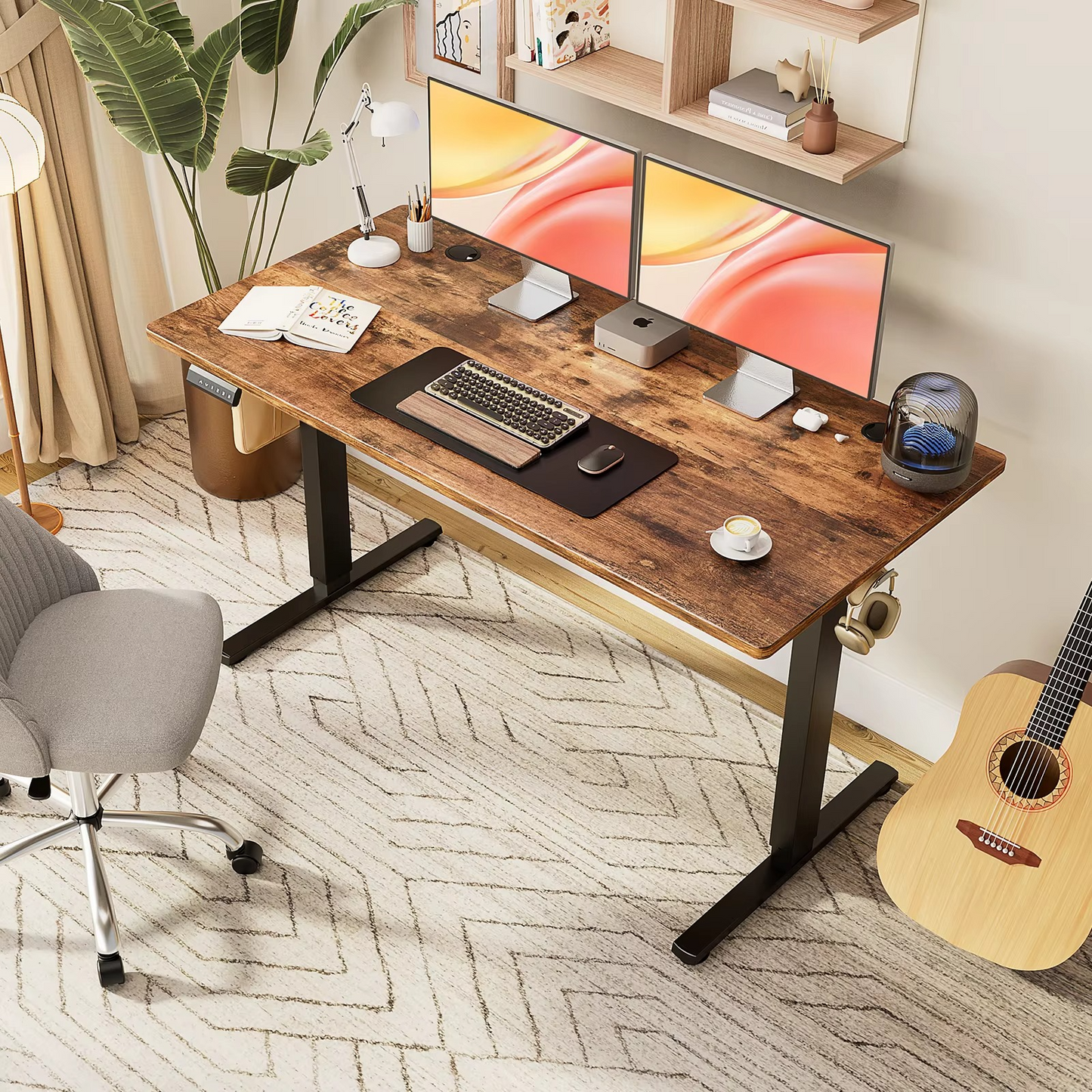 Space Saving Motorized Stand Up Desk 63x24