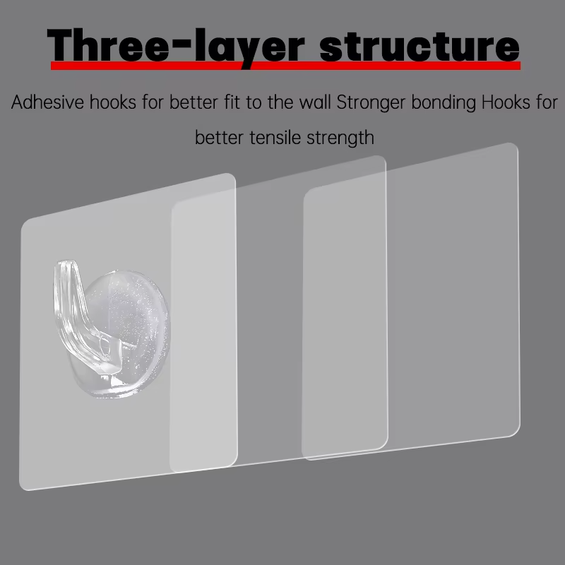 Clear Sticky Wall Hooks for Hanging Keys and Bath