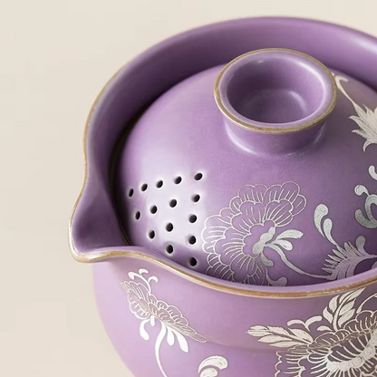 Luxurious Metal Floral Portable Tea Set