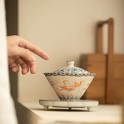 Delicate Chinese Ceramic Tea Set with Lid